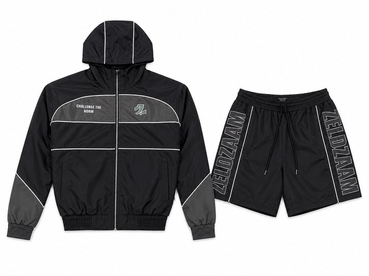 Noir – Black Windbreaker Set (Zip Off Sleeves)